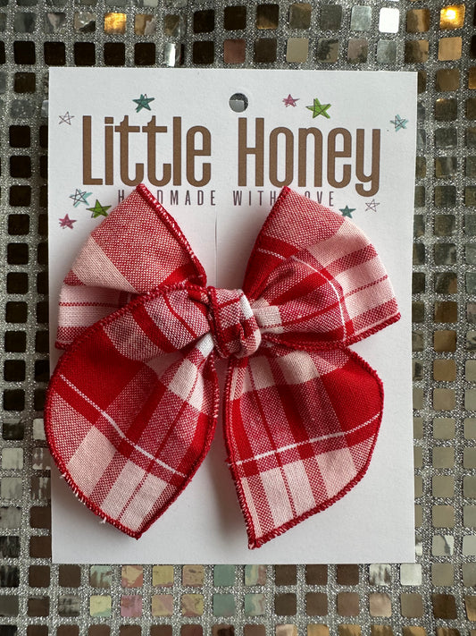 Red Plaid Mini Fable Bow