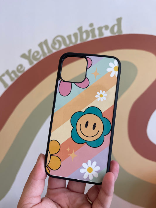 Smiley + Flowers Phone Case