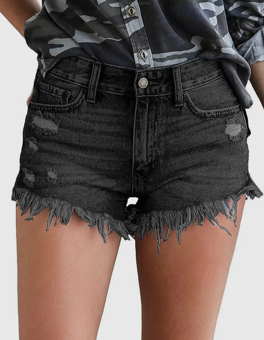 Raw Edge Denim Shorts